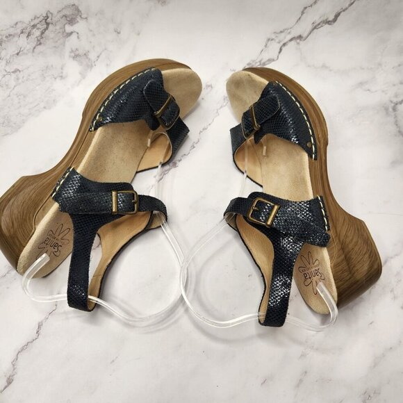 Sanita Daisy Davia Suede Leather Platform Sandals Black Blue Women's 9.5 (41) - Picture 6 of 9